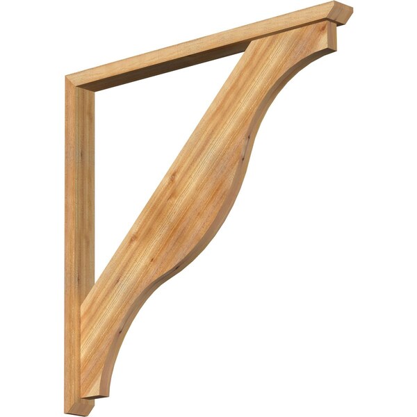 Ekena Millwork Funston Slat Rough Sawn Bracket w/ Offset Brace, Western Red Cedar, 4"W x 48"D x 48"H BKT0402X48X48FST06RWR - main